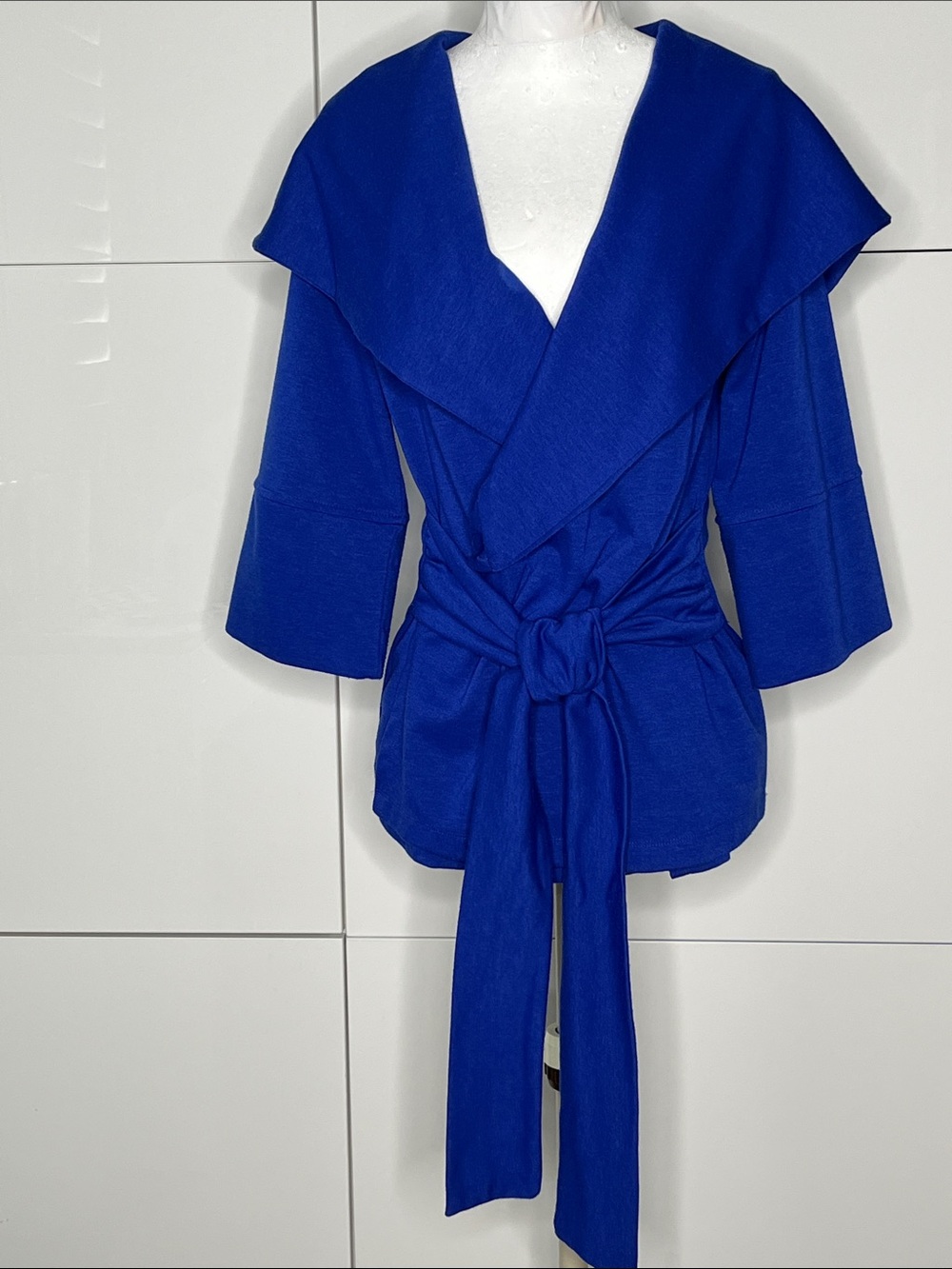 Xtaren Royal Blue Wrap Jacket with Waist Tie